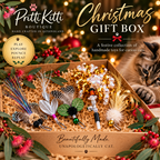 Christmas Cat Gift box featuring handmade toys for curious cats, designed for festive play and exploration.