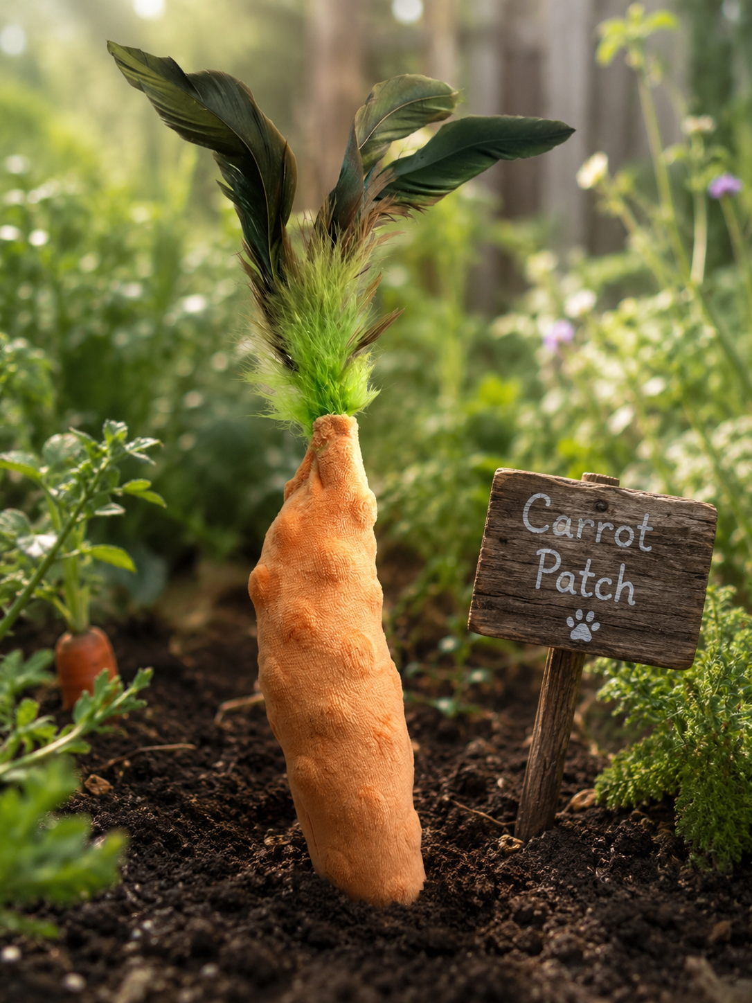 Minky Cat Toy: Carrot Patch Pouncer for Playful Paws - Pritti Kitti Boutique