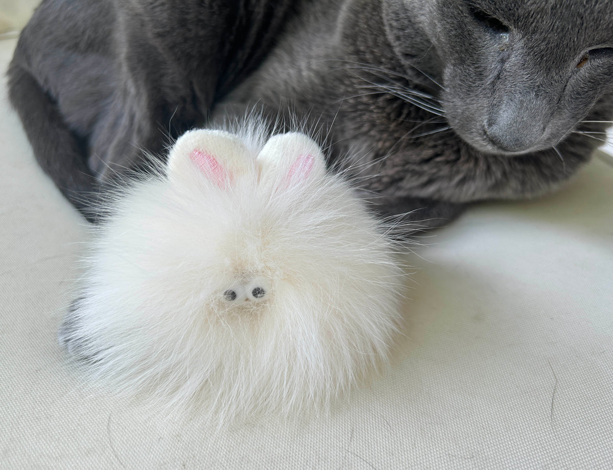 Bush Bunny | Rabbit Fur Cat Toy - Pritti Kitti Boutique