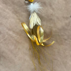 Christmas Cat Gift - Golden Wisp handmade shimmering feather teaser attachment for interactive play.