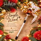 Jingle Wand, a handmade Christmas cat gift with sparkly ribbons and beads for playful cats.
