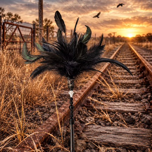 Carn the Crows Feather Cat Wand - Pritti Kitti Boutique