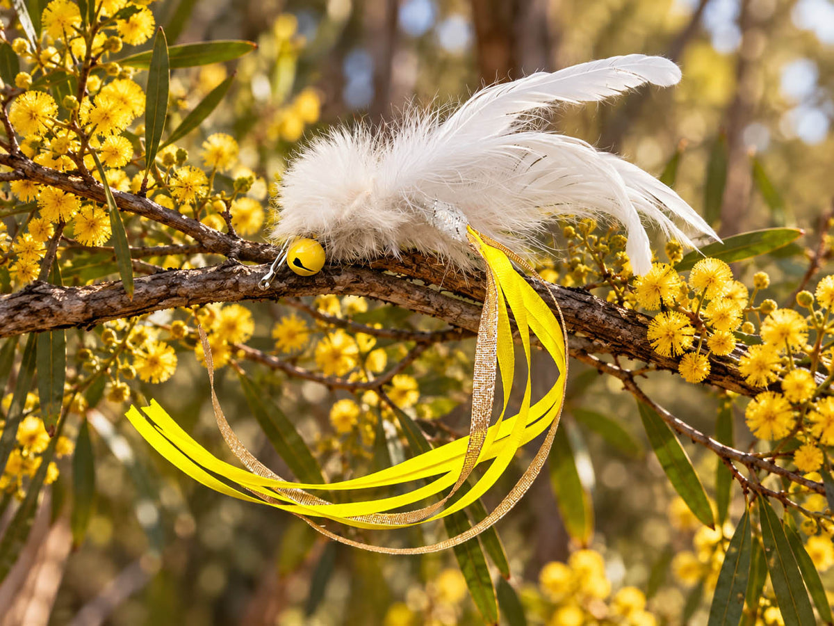 Moonlit Wattle Moth Cat Teaser Attachment - Pritti Kitti Boutique